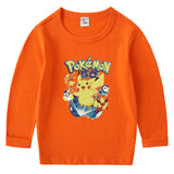 Children Pokemon Pikachu Hoodie Cotton T-shirt Crew Neck