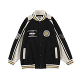 Alaska Varsity Jacket Hip Hop Color Block Embroidery Coat Men's Retro Loose