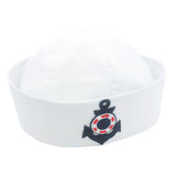 Sailor Hat Dome White Flanging Skullcap Curling Blue Stripe Beanie Yacht Captain Hat