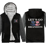 Let's Go Brandon Hoodie Letter Pattern Unisex Thickened Hooded Zipper Sweatshirt