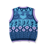 Men Sweater Vest Letter Jacquard Sweater Vest Men's V-neck Sleeveless Sweater Vest