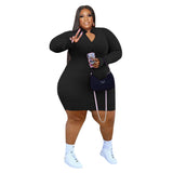 Nina Parker plus Size Dresses Solid Color Zipper Dress Casual