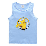 Children Pokemon Pikachu T Shirt Casual Sports Sweat-Absorbent Cotton Vest