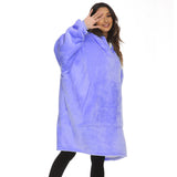 Hoodies Blankets Winter Fleece-Lined Thickened Lazy Blanket Solid Color Large Pocket Home