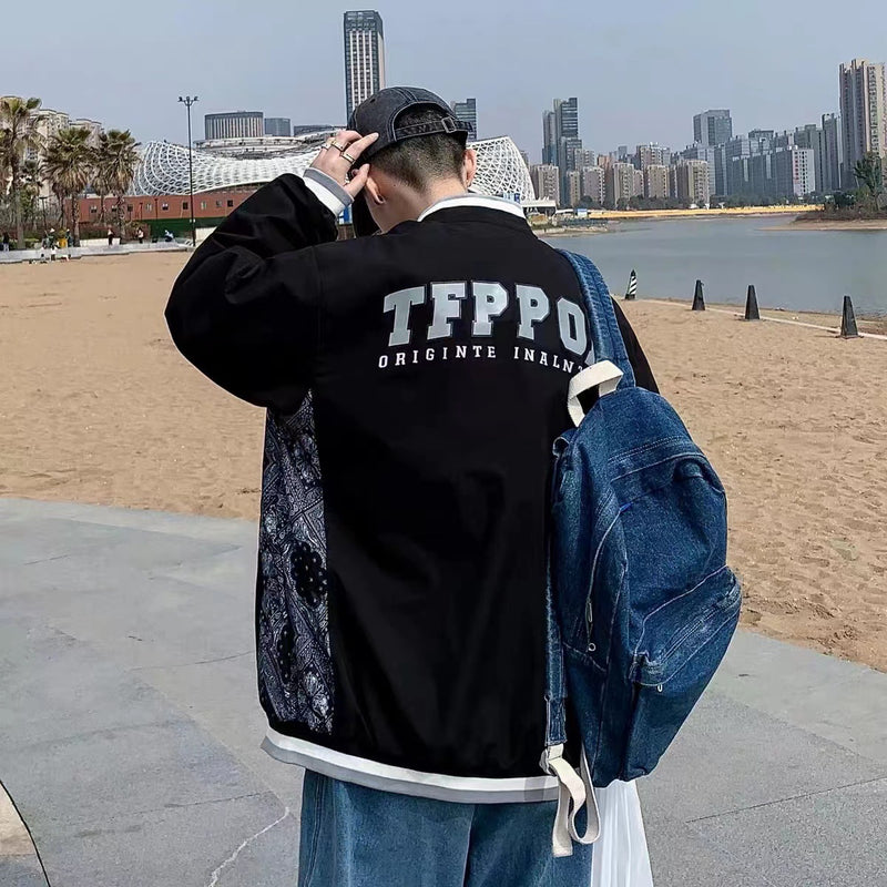 Baggy Jacket Spring and Autumn Baseball Uniform Men's Stitching Embroidery