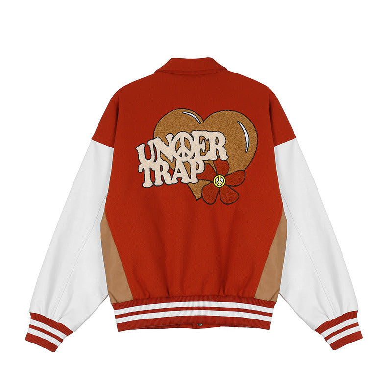 Mens Fall Outfits Coat Male and Female Couples Wear High Street Loose Autumn and Winter Baseball Uniform Jacket Top