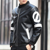 Graphic Leather Jacket Women Leather Men's Leather Stand Collar Jacket Fall Winter Coat
