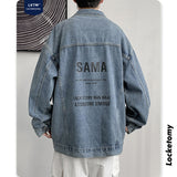 Denim Varsity Jacket Men's Denim Jacket Loose Jacket Versatile Casual Baseball Uniform