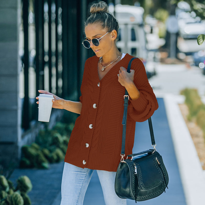 Women Fall Outfits Autumn and Winter Loose Sexy Lantern Sleeve Sweater Cardigan Sweater for Women