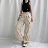 Julia Fox Low Rise Trousers Pocket Casual Pants Loose Trousers
