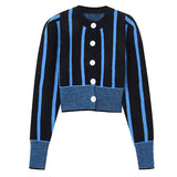 Preppy Aesthetic Sweater Spring Fashion round Neck Puff Sleeve Short Sweater Coat Knitted