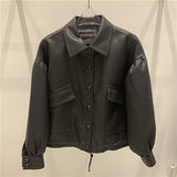 Women PU Leather Jacket Biker Motorcycle Coat Spring New Baggy Casual Jacket Leather Coat
