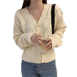 Preppy Aesthetic Sweater Spring and Autumn Sweater Women's Long-Sleeved Knitted Cardigan Jacket