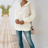 Women Fall Outfits Autumn and Winter V-neck Long Sleeve Loose Knitwear T-shirt Women's Hooded Sweater