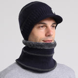 Men Winter Hats Men's Winter Fleece-Lined Thickened All-Matching Knitted Wool Hat