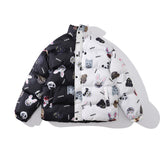 Mens Fall Outfits Leopard Print Full Printed Thickened Cotton Padded Coat High Street Loose Bread Jacket Men's Coat