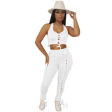 See through Pants Suit Solid Color Sleeveless Sexy Pants Suit Clothing