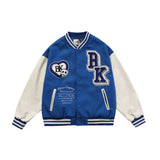 Green Varsity Jacket Blackair Autumn and Winter Campus Jacket Color Matching Sleeve Towel Embroidery Armband Unisex Baseball Uniform