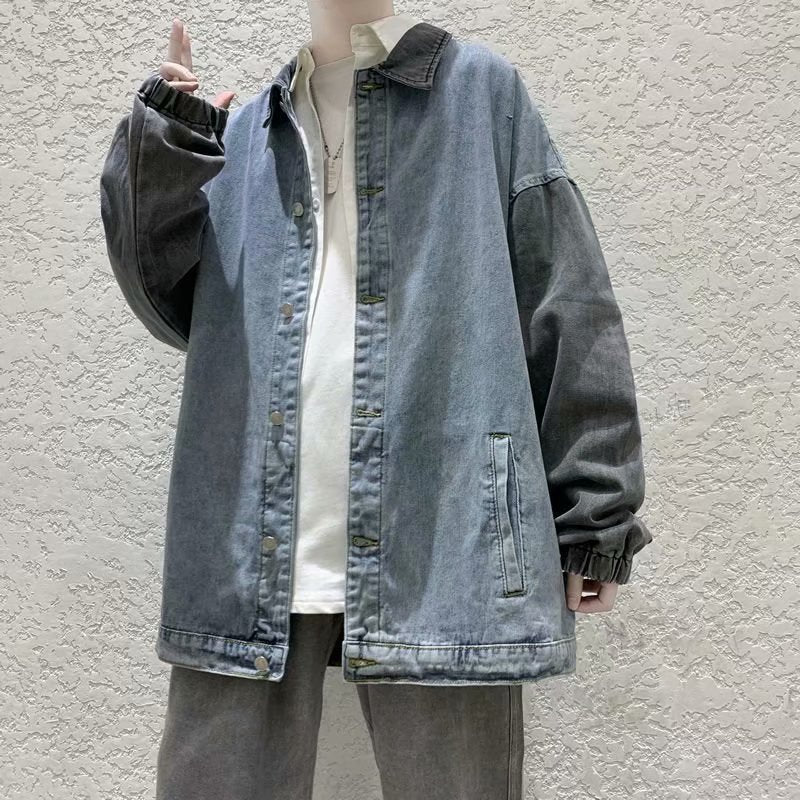 Men Denim Jacket Men's Spring and Autumn Retro Casual Loose
