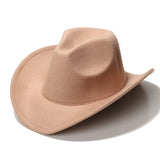 Cowgirl Hats Autumn and Winter Black Woolen Jazz Top Hat Male Ladies' National Style Felt Cap Broad-Brimmed Hat