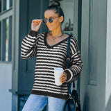 Women Fall Outfits Fall Winter Fashion V-neck Loose Slimming Sweater Pullover