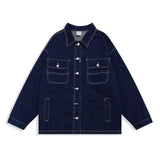 Men Denim Coat Jean Jackets Solid Color Denim Jacket Men Loose Lapels Shirt Style Jacket Denim Coat