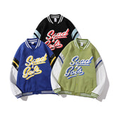 Mens Fall Fall/Winter Male Letter Embroidered PU Leather Sleeve Color Matching Baseball Jacket Sports Jacket