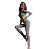 Winter Solid Color Casual Midriff Outfit Lace-up Tight Trousers Jumpsuit for Women