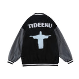 Baby Blue Varsity Jacket Hip Hop Retro Baseball Uniform Men's Loose Thorn