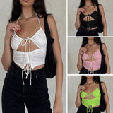 Women Rave Outfits Tops Sexy Vest Deep V-neck Backless Women's Sling