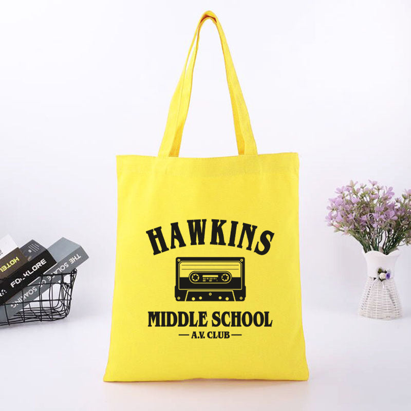 Stranger Things Hellfire Club Handbag Hawkins Middle School Printing Fashion Canvas Reticule