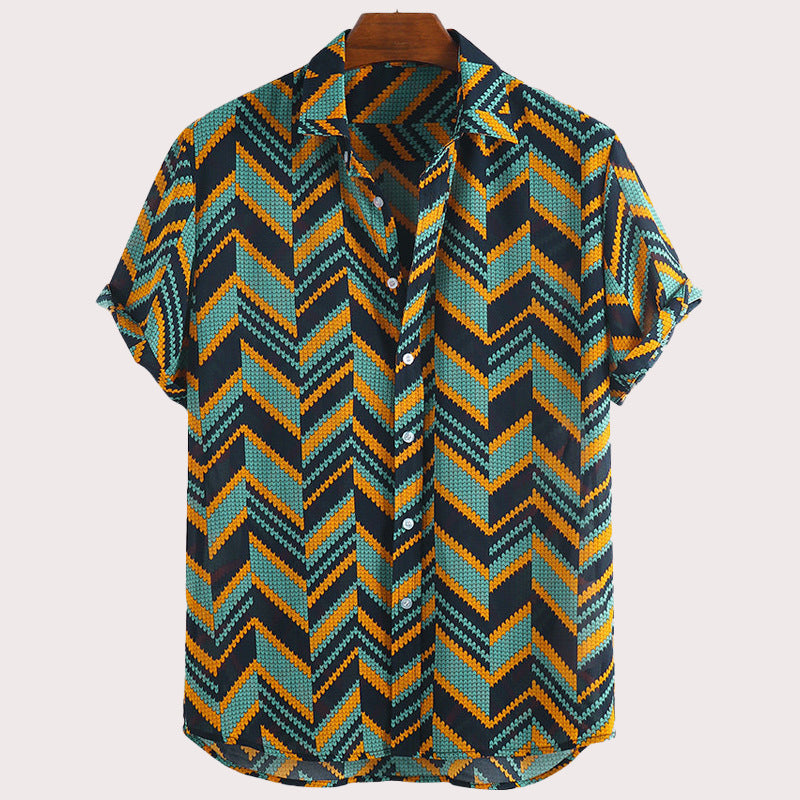 Men Hawaii Shirts Short Sleeve Loose Shirt