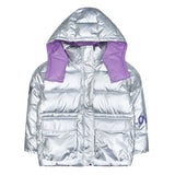 Women Winter Coats Puffer Jacket Down Coat Color Glossy Color Block White Duck Down Jacket