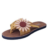 Women Open Toe Sandals Flats Summer Flower Flip Flops Flip-Flops Flip-Flops Casual Beach Slippers
