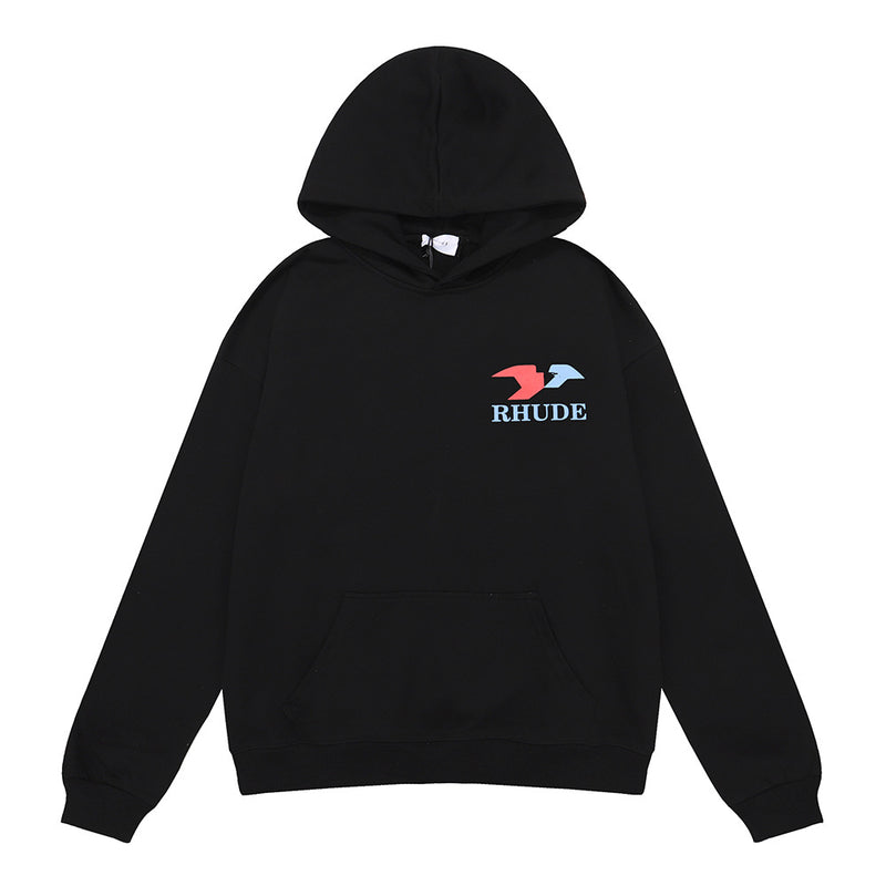 Rhude Hoodie High Quality Pure Cotton Heavy Weight Hoodie Loose Sweater Men and Women