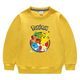 Children Pokemon Pikachu Hoodie Crew Neck Sweater Cotton