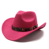 Cowboy Hats Belt Cowboy Hat Autumn and Winter Woolen Hat for Men and Women Fedora Hat