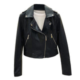 Women PU Leather Jacket Biker Motorcycle Coat Women's Short Motorcycle Clothing PU Leather Jacket Coat Spring