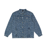 Men Denim Coat Jean Jackets Paisley Washed Do the Old Cowboy Coat Men's Vintage Loose Lapels Denim Jacket
