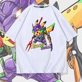 Men and Women Pokemon Pikachu T Shirt New Century Gospel Warrior Eva Cotton Short Sleeve T-shirt