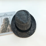Italian Fedora Hats Plaid Woolen Hat Autumn and Winter Fedora Hat Men