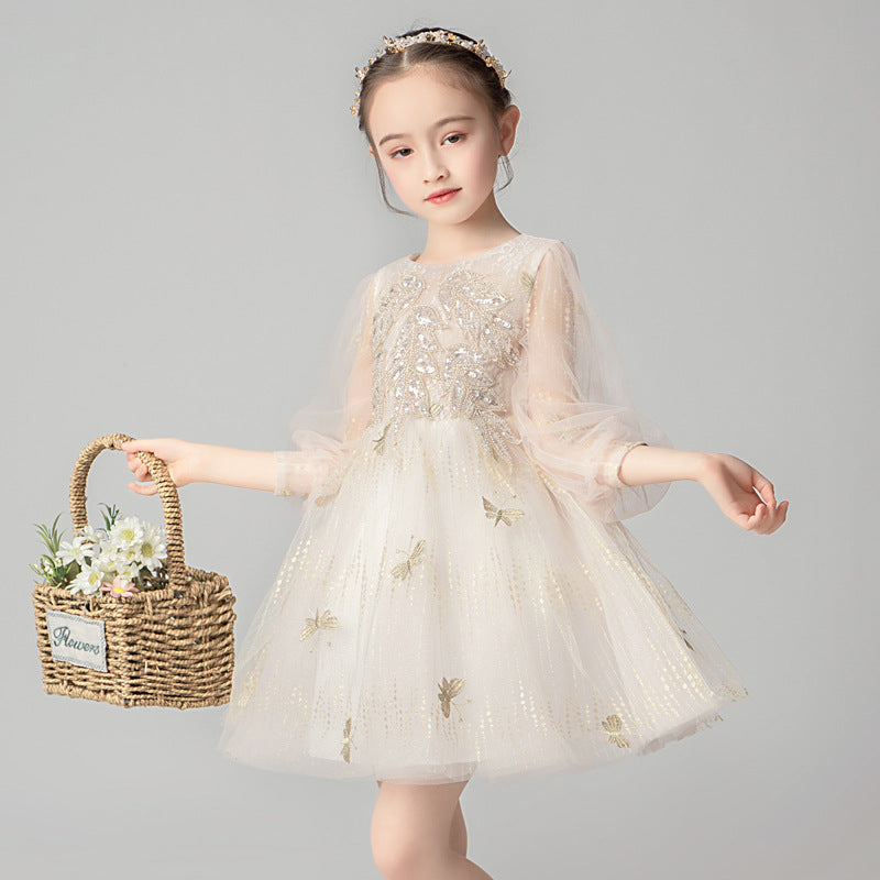 Princess Charlotte Flower Girl Dress Princess Dress Wedding Evening Dress Host Costume for Piano Performance