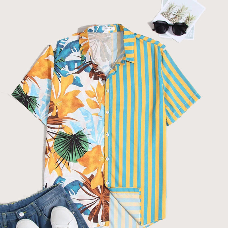 Men Hawaii Shirts Printed Short Sleeve Shirt