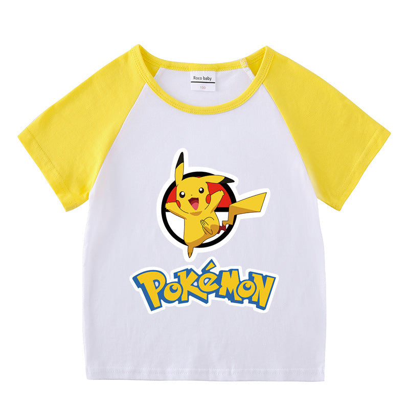 Children Pokemon Pikachu T Shirt Short Sleeve T-shirt Cotton Leisure Sports