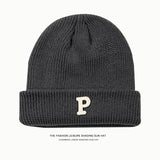 Toboggan Hat Women's Autumn and Winter Warm Blue Woolen Cap Men