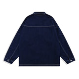 Men Denim Coat Jean Jackets Solid Color Denim Jacket Men Loose Lapels Shirt Style Jacket Denim Coat