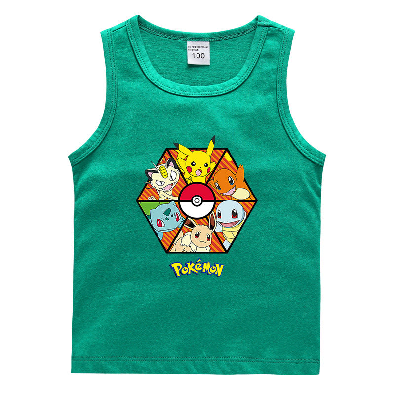 Children Pokemon Pikachu T Shirt Cotton Leisure Sports Sweat-Absorbent