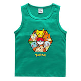 Children Pokemon Pikachu T Shirt Cotton Leisure Sports Sweat-Absorbent