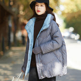 Women Winter Coats Puffer Jacket down Coat Vintage Stand-up Collar down Jacket Female Loose Stitching Drawstring