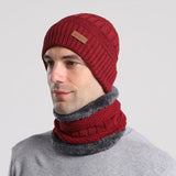 Men Winter Hats Knitted Wool Hat Scarf